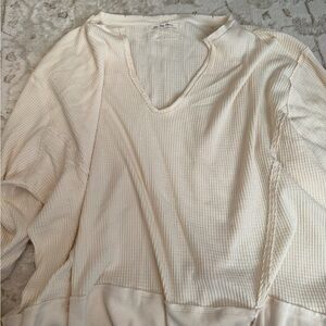 We The Free Cream Textured Knit Top